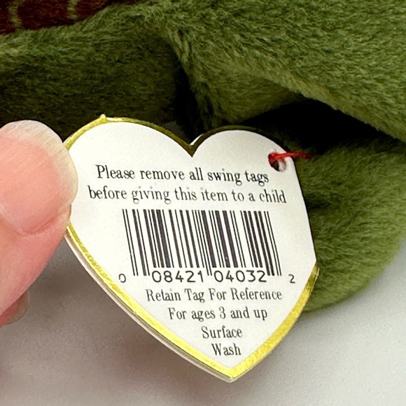 TY Beanie Baby Ally Alligator Toy Plush P.V.C. Pellets 1993 Vintage Kids NWT - Picture 9 of 9